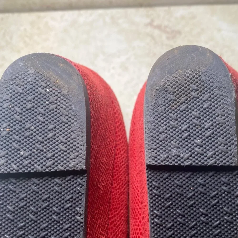 SAS Womens Red Leather Wedge Low‎ Heel Shoes Professional Career Office
